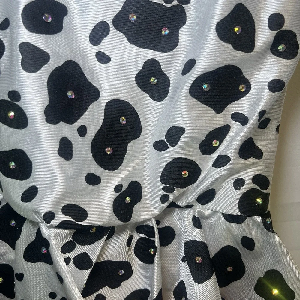 Dansco Dance Costume W/Tutu  Size MC Animal‎ Print Dalmatian Added stoned Medium